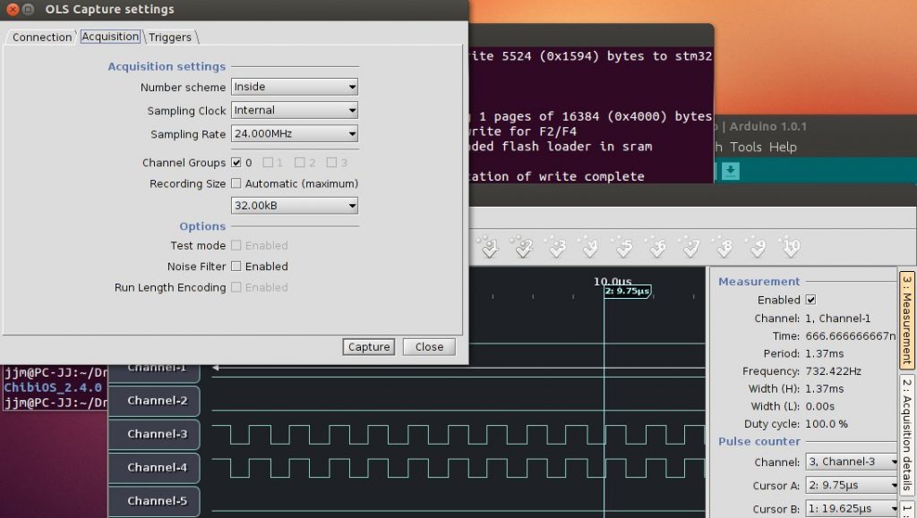 Using STM32F4 as a logic analyser (SUMP/8channels/21Mhz) (not 24Mhz